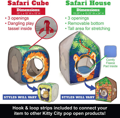 Pop-Up Safari Hut Play House, Cat Cube, Play Kennel, Cat Bed, Jungle Cat House